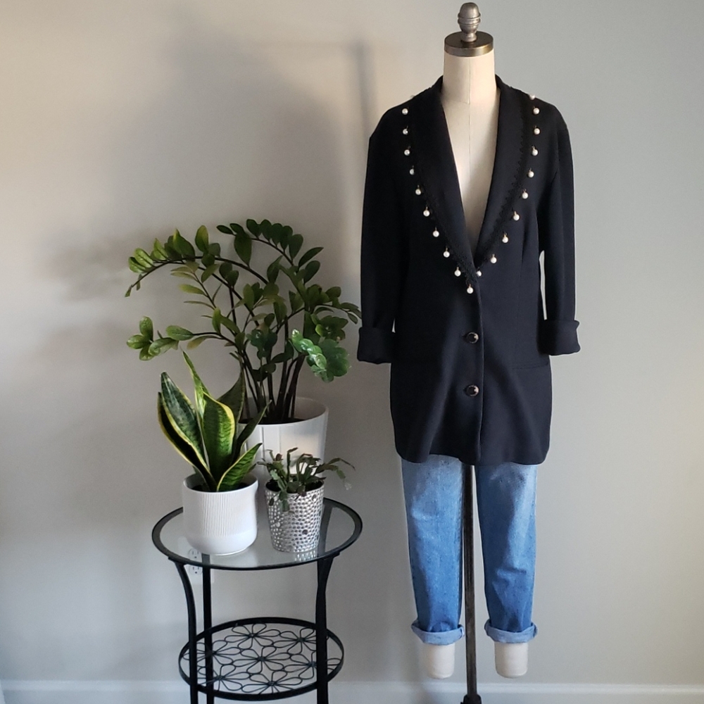1980s Vintage Pearl Embellished Blazer